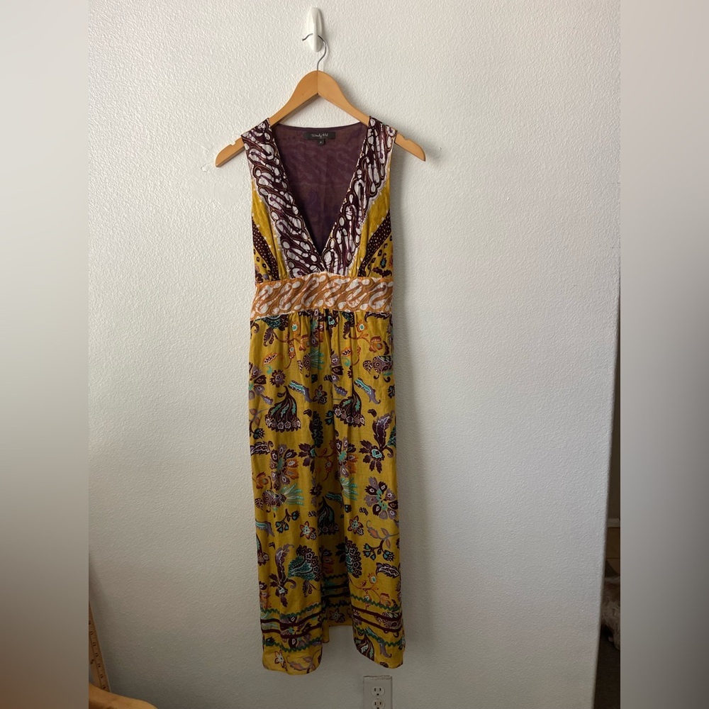 Anthropologie Wendy Hill Midi Dress Floral Fall Tie  Size 4